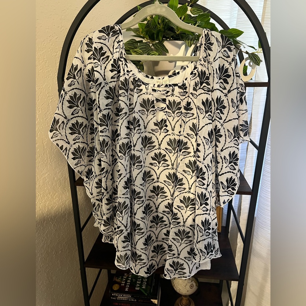 Cato Black and White Patterned Blouse